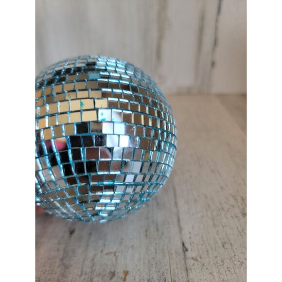 Blue Glass disco ball unique ornament Xmas dance vintage - Picture 8 of 14